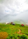 Pokut Plateau view with foggy weather. Rize, Turkey. Royalty Free Stock Photo