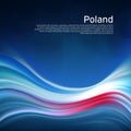 Poland abstract flag background. Blurred pattern of lines light colors of the polish flag in blue sky, business brochure. State