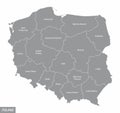 Poland administrative map Royalty Free Stock Photo