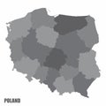 Poland administrative map Royalty Free Stock Photo