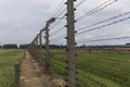 Barbed wire fence in the Auschwitz-Birkenau concentration camp Royalty Free Stock Photo