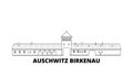 Poland, Auschwitz Birkenau line travel skyline set. Poland, Auschwitz Birkenau outline city vector illustration, symbol Royalty Free Stock Photo