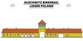 Poland , Auschwitz Birkenau , travel skyline vector illustration.