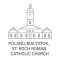 Poland, Bialystok, St. Roch Roman Catholic Church travel landmark vector illustration