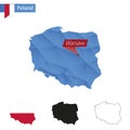 Poland blue Low Poly map with capital Warsaw