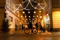 POLAND, BYDGOSZCZ - December 30, 2020: Night city in Christmas decorations