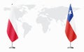 Poland and Chile flags for official meeting