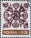 POLAND-CIRCA 1971 A post stamp printed in Poland showing The Art of Polish Decorative Papercutting