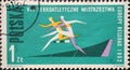 POLAND-CIRCA 1962 : A post stamp printed in Poland showing the graphic of two obstacle runners at the European Athletics Champions