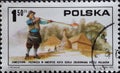 POLAND-CIRCA 1975 : A post stamp printed in Poland showing a glass blower with a glass pipe. The 200th Anniversary of the Independ