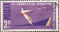 POLAND-CIRCA 1962 : A post stamp printed in Poland showing the graphic of a hammer thrower at the European Athletics Championships
