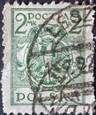 POLAND-CIRCA 1919 : A post stamp printed in Poland showing the heraldic animal of the eagle in the Coat of Arms of Poland. North P