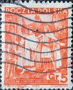 POLAND-CIRCA 1938 : A post stamp printed in Poland showing a historical scene on the occasion of The 20th Anniversary of the Repub