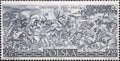 POLAND-CIRCA 1960 : A post stamp printed in Poland showing a monomental drawing of the Battle of Grunwald. The 550th Anniversary