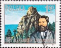 POLAND-CIRCA 1976 : A post stamp printed in Poland showing a portrait of a man in front of a mountain. The 100th Anniversary of th