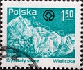 POLAND-CIRCA 1979: A post stamp printed in Poland showing a salt crystal: Wieliczka Salt Mines