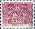 POLAND-CIRCA 1960 : A post stamp printed in Poland showing Sections of the Great Altar in Saint Mary`s Church in KrakÃÂ³w, Sculptur
