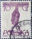 POLAND-CIRCA 1955 : A post stamp printed in Poland showing a Warsaw figure: feliks e. dzerzhinski, warsaw monument, polish revolut