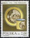POLAND - CIRCA 1982: stamp 2 Polish zloty printed by Republic of Poland, shows Plate mug, 1790, Polish Ceramics serie