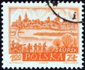 POLAND - CIRCA 1960: A stamp printed in Poland from the `Historic Polish Towns` issue shows Slupsk, circa 1960.