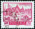 POLAND - CIRCA 1960: A stamp printed in Poland from the `Historic Polish Towns` issue shows Wroclaw, circa 1960.