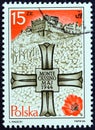 POLAND - CIRCA 1984: A stamp printed in Poland shows Monte Cassino Memorial Cross and Monastery, circa 1984.