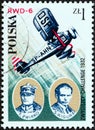 POLAND - CIRCA 1978: A stamp printed in Poland shows Franciszek Zwirko and Stanislaw Wigura with RWD-6 aircraft, circa 1978.