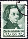POLAND - CIRCA 1947: A stamp printed in Poland from the `Polish Culture` issue shows Frederic Chopin, circa 1947. Royalty Free Stock Photo