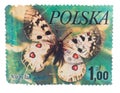 POLAND - CIRCA 1989: A stamp printed in shows butterfly M