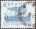 POLAND - CIRCA 1964: A stamp printed in Poland shows Mora Norman ship, 1066, circa 1964.