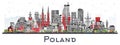 Poland City Skyline with Gray Buildings isolated on white. Concept with Modern Architecture. Poland Cityscape with Landmarks.