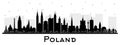 Poland City Skyline silhouette with black Buildings isolated on white. Concept with Modern Architecture. Poland Cityscape with