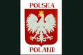 Poland coat of arms, seal, national emblem, isolated on white background. Coat of arms of poland Royalty Free Stock Photo