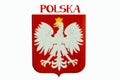 Poland coat of arms, seal, national emblem, isolated on white background. Coat of arms of poland Royalty Free Stock Photo