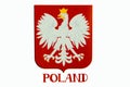 Poland coat of arms, seal, national emblem, isolated on white background. Coat of arms of poland Royalty Free Stock Photo