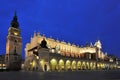 Poland, Cracow, Main Market Square, Sukiennice Cloth Hallat Dusk Royalty Free Stock Photo