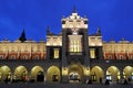 Poland, Cracow, Main Market Square, Sukiennice Cloth Hall at Dusk