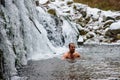 POLAND - DECEMBER 06: Wim Hof method instructor in ice cold wate Royalty Free Stock Photo