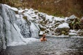 POLAND - DECEMBER 06: Wim Hof method instructor rejoices being i Royalty Free Stock Photo