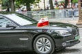 Poland Diplomatic car during Military parade (Defile) in Republic Day (Bastille Day). Champs Elysee