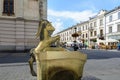 Poland. Drinking fountain in the form of a bronze goat. The symbol of the city of Lublin. The fountain is located on the street