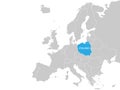Poland on Europe map vector. Vector illustration