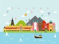 Poland Famous Landmarks Infographic Templates for Traveling and Icon, Symbol Set Vector. Royalty Free Stock Photo