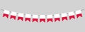 Polish flag garland, pennants on a rope, Poland National Holiday, bunting decorative pennants, panoramic vector