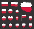 Poland flag icons set, national flag of Poland symbols Royalty Free Stock Photo