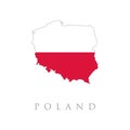 Poland flag map. Greeting card National Independence Day of the Republic of Poland. Illustration banner with realistic state flag Royalty Free Stock Photo