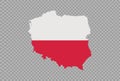 Poland flag on map isolated  on png or transparent  background,Symbol of Poland,template for banner,advertising, commercial,vector Royalty Free Stock Photo