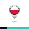 Poland flag map pin vector design template. Royalty Free Stock Photo