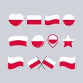 Poland flag icon set vector isolated on a gray background Royalty Free Stock Photo