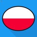 Poland flag speech bubble, social media communication sign, flat